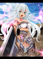  black_heart dark_skin derivative_work downscaled green_eyes highres long_hair md5_mismatch neptune_(series) planeptune resized solo sword weapon white_hair 