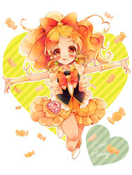  :q blonde_hair bow bowtie brooch candy character_name commentary_request cure_honey earrings female food frills full_body hairbow happinesscharge_precure! heart heart_brooch high_ponytail jewelry magical_girl oomori_yuuko outstretched_arms ponytail precure short_hair skirt smile solo spread_arms tongue tongue_out uzuki_aki wide_ponytail wrapped_candy wrist_cuffs yellow_eyes yellow_skirt 