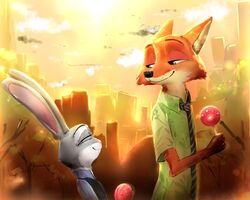  2016 5:4 anthro canid canine chasefox clothed clothing digital_media_(artwork) disney duo female fox fur hi_res judy_hopps lagomorph leporid male mammal nick_wilde rabbit red_fox true_fox zootopia 