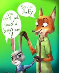  2016 anthro canid canine chasefox clothed clothing digital_media_(artwork) disney duo english_text female fox fur hi_res judy_hopps lagomorph leporid male mammal nick_wilde rabbit red_fox simple_background text true_fox zootopia 