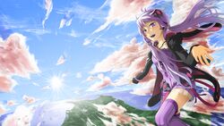  clouds iroia purple_eyes purple_hair sky vocaloid yuzuki_yukari 