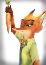  2016 anthro biped canid canine chasefox clothed clothing digital_media_(artwork) disney food fox fur green_eyes hi_res male mammal nick_wilde red_fox solo standing true_fox zootopia 