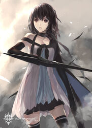  artist_name bad_id bad_pixiv_id black_eyes black_hair black_thighhighs cape choker dress dual_wielding elbow_gloves female gloves highres holding open_mouth paradise_(swd3e2) pixiv_fantasia pixiv_fantasia_fallen_kings short_hair solo swd3e2 sword thighhighs weapon zettai_ryouiki 