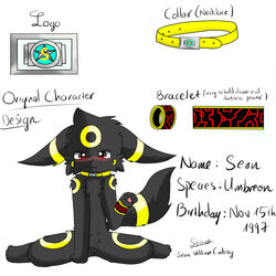  1:1 2014 anthro anus blush bracelet collar design_(disambiguation) eeveelution fan_character generation_2_pokemon jewelry logo male nintendo pokemon pokemon_(species) red_eyes senz solo umbreon 