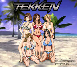  5girls alternate_version_available anna_williams beach bikini bikini_bottom bikini_top bikinis candice_hillebrand christie_monteiro female female_only fully_clothed kara kara_(tekken) kazama_jun kelly_overton kyunamaori marian_zapico milf mircea_monroe namco nina_williams palm_tree palm_trees sisters swimsuit take_your_pick tamlyn_tomita tekken tekken_(2010_film) tekken_4 