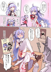  /\/\/\ 1boy 4girls :d ahoge ajax_(azur_lane) azur_lane bangs beret black_footwear black_jacket blush boots box brown_legwear bun_cover capelet character_name chibi china_dress chinese_clothes chocolate_on_body chocolate_on_foot commander_(azur_lane) commentary_request covered_navel desk double_bun dress enterprise_(azur_lane) eyebrows_visible_through_hair flying_sweatdrops gift gift_box gloves hair_between_eyes hat heart highres holding holding_gift holding_stuffed_animal jacket javelin_(azur_lane) knee_boots knee_up long_hair multicolored_capelet multiple_girls nose_blush on_desk on_head open_clothes open_jacket open_mouth pantyhose peaked_cap phandit_thirathon plaid plaid_skirt pleated_skirt purple_eyes purple_hair purple_skirt red_capelet red_eyes red_skirt shirt short_sleeves side_bun sitting sitting_on_desk skirt smile stuffed_alicorn stuffed_animal stuffed_toy surprised thighhighs thumbs_up translation_request trembling twitter_username two_side_up unicorn_(azur_lane) valentine very_long_hair whistle white_capelet white_dress white_hat white_legwear white_shirt wrist_cuffs 