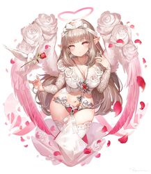  :o angel angel_wings bad_id bad_twitter_id bird blunt_bangs blush bow breasts brown_hair chains chastity_belt cleavage collarbone crop_top dove falling_petals feathered_wings female fingernails floral_print flower gradient_eyes gradient_wings hairbow halo hand_up head_tilt heart heart-shaped_pupils highres jewelry key key_necklace keyhole large_breasts long_hair long_sleeves looking_at_viewer motion_blur multicolored_eyes multicolored_wings navel necklace original petals pink_eyes pink_wings pointy_ears red_flower red_rose ring rose rose_petals rose_print ryota_(ry_o_ta) shirt sidelocks silver_trim stomach symbol-shaped_pupils thighhighs twirling_hair very_long_hair white_bow white_flower white_legwear white_rose white_shirt white_wings wings yellow_eyes 