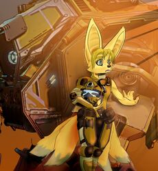  ambiguous_gender anthro armor black_nose blue_eyes canid canine cheek_tuft dipstick_tail electronic_arts facial_tuft fennec_fox fox hair hayrider headgear helmet machine mammal markings multicolored_tail open_mouth pilot_(titanfall) respawn_entertainment robot solo tail tail_markings tatsu_kimiero titanfall titanfall_2 true_fox tuft 