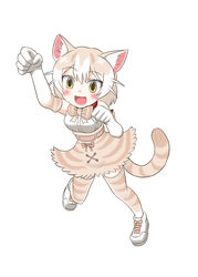  2017 5_fingers absolute_territory adolescent animal_humanoid armwear balpanther begging begging_pose biped blush bottomwear bow_(feature) bow_tie breasts cat_humanoid clothed clothing collar digital_drawing_(artwork) digital_media_(artwork) domestic_cat_(kemono_friends) elbow_gloves eyelashes felid felid_humanoid feline feline_humanoid female fingers fist footwear full-length_portrait fully_clothed gloves hair handwear hi_res humanoid inner_ear_fluff japanese kemono_friends legwear light_body light_skin mammal mammal_humanoid markings medium_breasts multicolored_hair on_one_leg open_mouth open_smile pattern_clothing portrait pose ribbons shirt shoes short_hair simple_background skirt smile solo standing striped_clothing striped_markings striped_tail stripes tail tail_markings tan_body tan_clothing tan_hair tan_skin tan_stripes tan_tail thigh_highs topwear tuft two_tone_hair whiskers white_background white_clothing white_hair yellow_eyes young 