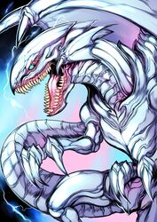  absurd_res blue-eyes_white_dragon blue_eyes claws dragon duel_monster hi_res konami mythological_creature mythological_scalie mythology open_mouth scalie sharp_teeth solo tail teeth tongue wings witnesstheabsurd yu-gi-oh! 