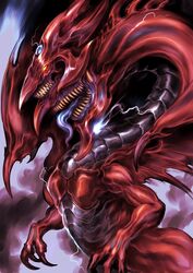  absurd_res claws dragon duel_monster fangs feral glowing glowing_eyes hi_res konami monster multi_mouth mythological_creature mythological_scalie mythology open_mouth scalie slifer_the_sky_dragon solo teeth tongue tongue_out wings witnesstheabsurd yu-gi-oh! 