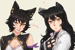  2girls animal_ears black_hair blake_belladonna breasts cat_ears cat_girl kali_belladonna milf mother_and_daughter multiple_girls rwby short_hair smile yellow_eyes 