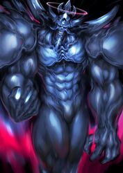  absurd_res big_muscles duel_monster featureless_crotch hi_res humanoid konami looking_at_viewer male monster muscular muscular_humanoid muscular_male not_furry obelisk_the_tormentor portrait solo teeth three-quarter_portrait witnesstheabsurd yu-gi-oh! 