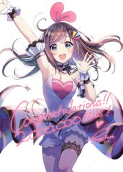  :d adapted_costume arm_up blush breasts brown_hair cleavage commentary_request congratulations female green_eyes hair_ornament hairband heart highres jewelry kizuna_ai kizuna_ai_(anniversary) kizuna_ai_inc. long_hair medium_breasts morikura_en multicolored_hair open_mouth outstretched_arm pink_hair pink_hairband ring round_teeth shirt short_shorts shorts signature simple_background smile solo star_(symbol) strapless streaked_hair teeth upper_teeth_only virtual_youtuber white_background white_shirt white_shorts wrist_cuffs 