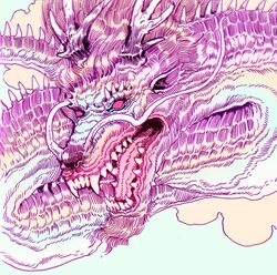  asian_mythology astaroth barbel_(anatomy) dragon east_asian_mythology eastern_dragon fangs feral flesh_whiskers hi_res horn mythological_creature mythological_scalie mythology red_eyes scales scalie sharp_teeth solo teeth third-party_edit tongue witnesstheabsurd 