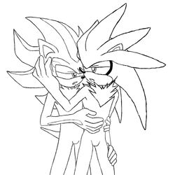  1:1 2010 anthro duo eulipotyphlan hedgehog kyoshinhei male mammal monochrome sega shadow_the_hedgehog silver_the_hedgehog sonic_the_hedgehog_(series) 