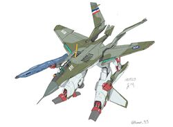  anti-u.n. camouflage commentary_request cosmos915 dated gerwalk gunpod macross macross_zero mecha mig-29 original radio_antenna robot roundel science_fiction signature simple_background solo variable_fighter yugoslavian_flag 