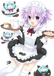  :d alternate_costume apron black_dress blush cake cup d-pad d-pad_hair_ornament dogoo dress enmaided female food frilled_dress frills hair_between_eyes hair_ornament highres holding holding_tray looking_at_viewer maid maid_apron maid_headdress neptune_(neptunia) neptune_(series) open_mouth purple_eyes purple_hair short_hair_with_long_locks simple_background smile solo tea teacup teapot thighhighs tray waiter white_apron white_background white_thighhighs zero_(ray_0805) 