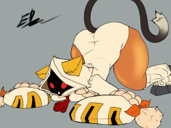  absurdres animal_ears animal_hood braid cat_ears cat_girl cat_hood cat_tail dark-skinned_female dark_skin edworld grey_background highres hood hoodie monochrome_background oversized_zipper red_eyes signature tail taokaka top-down_bottom-up twin_braids yellow_hoodie zipper 