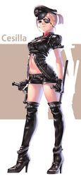  alternate_hairstyle baton_(weapon) black_footwear black_hat black_shirt black_shorts black_thighhighs blonde_hair blue_eyes boots breasts cecilia_(pangya) character_name collarbone cuffs dual_wielding eyepatch female full_body groin handcuffs hat high_heel_boots high_heels highres holding kamdia large_breasts leather leather_boots leather_shirt leather_shorts navel pangya photoshop_(medium) shirt short_hair short_ponytail short_shorts short_sleeves shorts silhouette solo standing thigh_boots thighhighs turtleneck weapon 