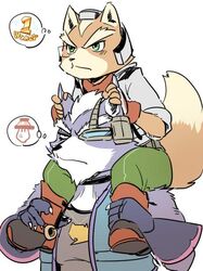  1boshi canid canine canis carrying_another dipstick_tail fox fox_mccloud ichiboshi49_k male mammal markings multicolored_tail nintendo on_shoulders star_fox tail tail_markings wolf wolf_o&#039;donnell 