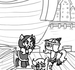  clothing cutie_mark earth_pony emerald_jewel_(colt_quest) equid equine fan_character feathers female feral ficficponyfic group hasbro hat headgear headwear horn horse joyride_(colt_quest) male mammal monochrome my_little_pony mythological_creature mythological_equine mythology pony ribbons ruby_rouge_(colt_quest) unicorn young young_feral 