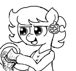  bubble clothing ear_piercing earth_pony equid equine fan_character female feral ficficponyfic hasbro horse mammal monochrome my_little_pony piercing plate pony ruby_rouge_(colt_quest) simple_background solo young young_feral 