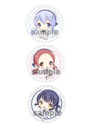  3girls :d beret big_head blue_eyes blue_hair blue_neckwear blunt_bangs blush brown_eyes brown_footwear brown_hair chibi chimame-tai commentary_request dress forehead gochuumon_wa_usagi_desu_ka? hair_between_eyes hair_ornament hand_up hat inahori jouga_maya kafuu_chino kafuu_chino&#039;s_school_uniform kneehighs long_hair looking_at_viewer low_twintails multiple_girls natsu_megumi oerba_yun_fang open_mouth outstretched_arm polka_dot puffy_short_sleeves puffy_sleeves ringlets sailor_collar sailor_dress sample_watermark school_uniform seiza short_hair short_sleeves simple_background sitting smile socks standing standing_on_one_leg twintails very_long_hair watermark white_background white_dress white_hat white_legwear white_sailor_collar x_hair_ornament 