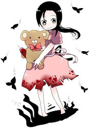  bad_id bad_pixiv_id bioshock_(series) bioshock_1 black_hair dress female fish little_sister_(bioshock) lolicon monuko ponytail smile solo stuffed_animal stuffed_toy teddy_bear yellow_eyes 