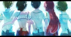  2girls 3boys akizuki_maria aonuma_shun asahina_satoru bad_id bad_pixiv_id copyright_name from_behind itou_mamoru kurau_kii letterboxed multiple_boys multiple_girls photoshop_(medium) shin_sekai_yori watanabe_saki 