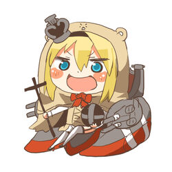  animal_costume black_footwear blonde_hair blue_eyes blush chibi corset cosplay crossover crown doma_umaru female globus_cruciger hamster_costume himouto!_umaru-chan hood kantai_collection komaru_(himouto!_umaru-chan) long_hair long_sleeves lowres machinery mini_crown open_mouth parody rebecca_(keinelove) scepter shoes style_parody thighhighs throne turret warspite_(kancolle) warspite_(kancolle)_(cosplay) white_legwear 