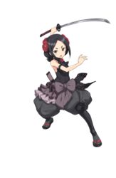  black_eyes black_hair black_legwear chestnut_mouth eyebrows female fighting_stance flower forehead full_body habaki hair_flower hair_ornament highres katana makaria official_art open_mouth princess_principal princess_principal_game_of_mission sandals saya_(scabbard) sheath solo standing sword toudou_chise transparent_background tsuba_(guard) tsuka-ito tsuka_(handle) weapon 