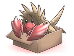  4:3 ambiguous_gender arthropod box canes-cm capcom carapaceon container crustacean feral hermit_crab hermitaur if_it_fits_i_sits_(meme) in_box in_container malacostracan marine meme monster_hunter reptile scalie simple_background solo white_background 