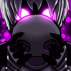  1:1 2016 animatronic black_body bokeh datfurrydude depth_of_field female five_nights_at_freddy&#039;s five_nights_at_freddy&#039;s_2 five_nights_at_freddy&#039;s_4 glowing glowing_eyes humanoid machine marionette_(fnaf) mask nightmarionne_(fnaf) not_furry robot scottgames solo 