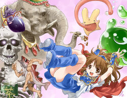  arle_nadja carbuncle carbuncle_(puyopuyo) curry eggplant elephant food glasses madou_monogatari nasu_grave puyopuyo realistic skeleton_t spoon suketoudara tea zo-daimaoh 