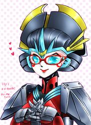  autobot blue_eyes female glasses headdress mecha mecha_girl no_humans robot solo transformers windblade windblade_(transformers) 