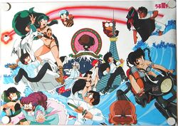  benten bikini character_request fujinami_ryuunosuke green_hair horns kurama_(urusei_yatsura) legs long_hair lum mendou_shuutarou miyake_shinobu moroboshi_ataru oni oyuki_(urusei_yatsura) ran_(urusei_yatsura) rei_(urusei_yatsura) ryuunosuke&#039;s_father sakura_(urusei_yatsura) sakuranbou short_hair swimsuit ten_(urusei_yatsura) urusei_yatsura 