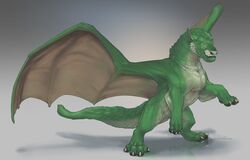  2016 avoid_posting claws digital_media_(artwork) disney dragon ears_back elliot_(pete&#039;s_dragon) explicital feral fur furred_dragon furred_scalie gradient_background green_body green_eyes green_fur hi_res long_tail male membrane_(anatomy) membranous_wings multicolored_body multicolored_fur mythological_creature mythological_scalie mythology on_hind_legs pete&#039;s_dragon pete&#039;s_dragon_(2016) pivoted_ears reflection scalie signature simple_background solo tail tan_body tan_fur tusks two_tone_body two_tone_fur wings 