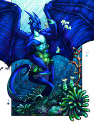  acidapluvia anthro clothing dragon european_mythology eyewear firondraak goggles hi_res horn male membrane_(anatomy) membranous_wings mythological_creature mythological_scalie mythology open_mouth scalie smile solo swimming_trunks swimwear tail underwater water western_dragon wings 