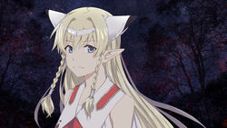  blonde_hair blue_eyes braid commentary_request elf falia_the_queen_of_the_mountains female frown hairband long_hair looking_at_viewer night night_sky outdoors photoshop_(medium) pixiv_fantasia pixiv_fantasia_last_saga pointy_ears satotsuki8 sky solo twin_braids upper_body white_hairband 