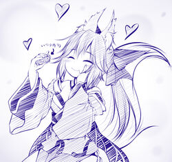  :t aged_down animal_ear_fluff animal_ears arrow_(symbol) bare_shoulders blush bow breasts closed_mouth commentary_request detached_sleeves eating fate/extra fate_(series) female food fox_ears fox_girl fox_tail hair_between_eyes hairbow hand_on_own_cheek hand_on_own_face hands_up haryuu_(poetto) heart highres holding holding_food inarizushi japanese_clothes juliet_sleeves kimono long_hair long_sleeves medium_breasts monochrome ponytail puffy_sleeves purple_theme solo sushi tail tail_raised tamamo_(fate) tamamo_no_mae_(fate/extra) translated very_long_hair wavy_mouth wide_sleeves 