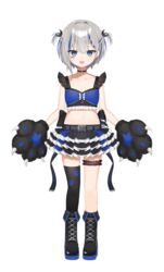  :d animal_ears animal_hands asymmetrical_legwear back_bow belt belt_buckle black_belt black_bow black_choker black_footwear black_gloves black_legwear black_skirt blue_eyes blue_hair blue_skirt boots bow braid breasts bridal_garter buckle choker clothing_request collarbone commentary_request crescent crescent_hair_ornament cross-laced_footwear facial_mark fang_out female fold-over_boots frilled_skirt frills full_body gloves grey_hair hair_between_eyes hair_ornament heart heart_facial_mark lace-up_boots layered_skirt midriff multicolored_clothes multicolored_hair multicolored_skirt navel o-ring o-ring_choker oerba_yun_fang official_alternate_costume official_art open_belt paw_gloves paw_print pleated_skirt rurine_luna short_hair simple_background single_braid single_thighhigh skirt small_breasts smile solo star_(symbol) star_facial_mark stomach streaked_hair thighhighs toma_(norishio) torn_bow two_side_up virtual_youtuber wactor_production white_background wolf_ears zettai_ryouiki 