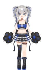  :d animal_ears animal_hands asymmetrical_legwear back_bow belt belt_buckle black_belt black_bow black_choker black_footwear black_gloves black_legwear black_skirt blue_eyes blue_hair blue_skirt boots bow braid breasts bridal_garter buckle choker clothing_request collarbone commentary_request crescent crescent_hair_ornament cross-laced_footwear facial_mark fang_out female fold-over_boots frilled_skirt frills full_body gloves grey_hair hair_between_eyes hair_ornament heart heart_facial_mark lace-up_boots layered_skirt long_hair messy_hair midriff multicolored_clothes multicolored_hair multicolored_skirt navel o-ring o-ring_choker oerba_yun_fang official_alternate_costume official_art open_belt paw_gloves paw_print pleated_skirt rurine_luna simple_background single_braid single_thighhigh skirt small_breasts smile solo star_(symbol) star_facial_mark stomach streaked_hair thighhighs toma_(norishio) torn_bow twintails virtual_youtuber wactor_production white_background wolf_ears zettai_ryouiki 