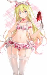  :3 animal_ears arm_garter ass_visible_through_thighs bad_id bad_twitter_id bare_arms bare_shoulders blonde_hair blue_eyes breasts choker collarbone crop_top dsmile duster female frills garter_straps gloves gradient_hair groin hair_between_eyes hair_ribbon hand_on_own_hip headdress holding long_hair looking_at_viewer maid maid_headdress microskirt midriff multicolored_hair navel original panties pantyshot pink_choker pink_panties pink_skirt plaid rabbit_ears revealing_clothes ribbon sidelocks skirt sleeveless small_breasts smile solo standing stomach thighhighs thighs two_side_up underwear very_long_hair white_gloves white_thighhighs wide_hips 