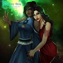  2girls asami_sato avatar_legends clothed female holding_hands korra marikoneko marikoneko0 nonbender the_avatar the_legend_of_korra water_tribe yuri 