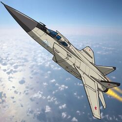  absurdres aircraft airplane commentary_request fighter_jet flying highres hirodango jet mig-31 military military_vehicle no_humans original photoshop_(medium) sky vehicle_focus 