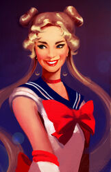  bad_deviantart_id bad_id bishoujo_senshi_sailor_moon blonde_hair blue_eyes blue_sailor_collar bow choker double_bun earrings female gloves grin hair_bun iamacoyfish jewelry lips lipstick long_hair magical_girl makeup neck no_brooch photoshop_(medium) realistic red_bow red_choker sailor_collar sailor_moon sailor_senshi_uniform smile solo tsukino_usagi twintails 