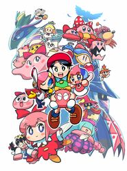  6+girls :&gt; :3 adeleine angel_(kirby) animal_ears annotated armor beret bird black_dress black_hair blonde_hair blue_bow blue_bowtie blue_eyes blue_hair blue_legwear blush blush_stickers bouncy_(kirby) bouncy_sis_(kirby) bow bowtie boxy_(kirby) braid broom broom_riding brown_footwear buttons chuchu_(kirby) claycia closed_eyes commentary_request crown drawcia dress dyna_blade elline_(kirby) fairy_wings feathers female_gooey_(kirby) fish flower flower_on_head glasses goggles green_dress green_eyes grey_hair hair_flower hair_ornament hair_over_eyes hair_ribbon hairbow halo hat hat_bow highres iron_mam keke_(kirby) kirby&#039;s_dream_land_2 kirby&#039;s_dream_land_3 kirby:_planet_robobot kirby:_triple_deluxe kirby_(series) kirby_64 kirby_and_the_rainbow_curse kirby_canvas_curse kirby_squeak_squad kirby_super_star lalala_(kirby) long_sleeves looking_at_viewer mine_(kirby) mrs._moley multicolored_hair multiple_girls nyupun_(kirby) one_eye_closed open_mouth orange_hair pac-man_eyes paintra pick_(kirby) pink_bow pink_hair pink_scarf pitch_mama polearm polka_dot polka_dot_bow purple_hat queen_sectonia rariatto_(ganguri) rayman_limbs red_bow red_dress red_hat red_ribbon ribbon ribbon_(kirby) ripple_star_queen round_eyewear scarf shiro_(kirby) shoes silver_hair simple_background sleeves_past_wrists smile spear susie_(kirby) tress_ribbon twin_braids weapon white_background white_dress white_wings wings witch_hat yariko_(kirby) yellow_bow yellow_eyes yellow_footwear 