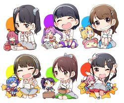  &gt;:) &gt;_&lt; 0_0 6+girls :d ;d ^_^ ahoge akaneya_himika arm_up black_hair blonde_hair blue_bow blue_eyes blue_hair blush_stickers boots bow braid brown_hair chibi clenched_hand closed_eyes commentary_request cone_hair_bun dorothy_west double_bun eating grey_skirt grin hair_bun hair_ornament hair_scrunchie hairband hairbow hairclip hat hat_ribbon head_wings hojo_sophy iris_(band) jitome knees_up kubota_miyu kuma_(pripara) long_hair long_sleeves looking_at_viewer manaka_laala minami_mirei multiple_girls one_eye_closed open_mouth outstretched_arm pink_eyes pink_hair ponytail pretty_series pripara purple_hair red_bow red_hair red_ribbon reona_west ribbon sailor_hat scrunchie serizawa_yuu shibuya_azuki shirt short_hair side_braid side_ponytail single_head_wing skirt smile sparkle standing standing_on_one_leg star_(symbol) taneda_yuuta toudou_shion twintails v-shaped_eyebrows v_over_eye voice_actor voice_actor_connection wakai_yuuki white_footwear white_shirt wings xd yamakita_saki yellow_eyes 