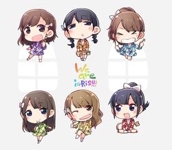  &gt;_&lt; 6+girls :d :o ;d akaneya_himika black_eyes black_hair blue_eyes blue_shirt blue_skirt blush bow braid breasts brown_hair chibi clenched_hand commentary_request green_shirt green_skirt grey_background grin group_name hairbow half-closed_eyes holding holding_key invisible_chair iris_(band) key kubota_miyu long_hair long_sleeves multiple_girls oerba_yun_fang one_eye_closed open_mouth orange_shirt orange_skirt plaid plaid_shirt plaid_skirt ponytail purple_shirt purple_skirt real_life red_shirt serizawa_yuu shibuya_azuki shirt sidelocks simple_background sitting skirt smile standing taneda_yuuta twin_braids v-shaped_eyebrows voice_actor wakai_yuuki white_bow yamakita_saki yellow_shirt yellow_skirt 